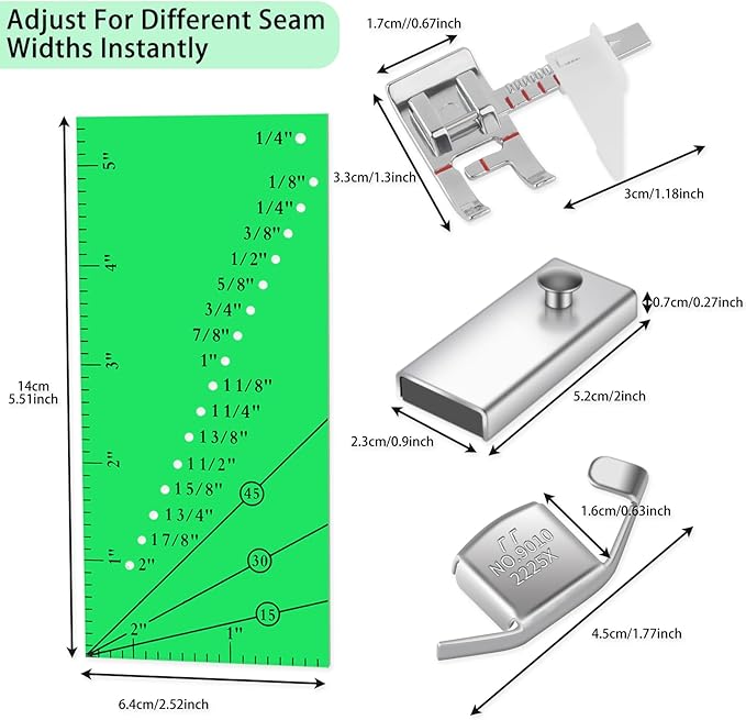 Adjustable Magnetic Seam Guide Ruler, 4-Piece Sewing Machine Accessory Set - Image 6