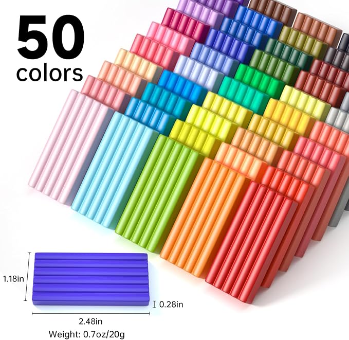 Shuttle Art Polymer Clay Kit, 50 Colors, Soft Oven Clay Kit, 19 Carving Tools - Image 2