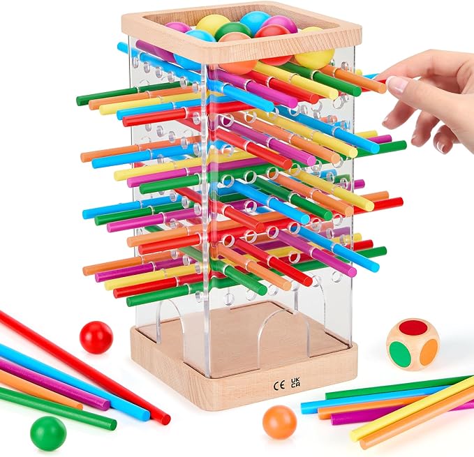 Montessori Wooden Board Games, 48 Colorful Sticks Dice Game by Unknown