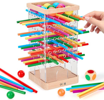 Montessori Wooden Board Games, 48 Colorful Sticks Dice Game by Unknown