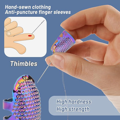 8 Pcs Sewing Thimbles, Sewing Thimble Finger Protector, Fingertip Thimble Metal - Image 3