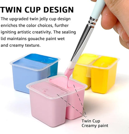 HIMI Gouache Paint Set, 48 Colors x 0.4oz, Twin Cup Jelly Design, bouns 3 - Image 4