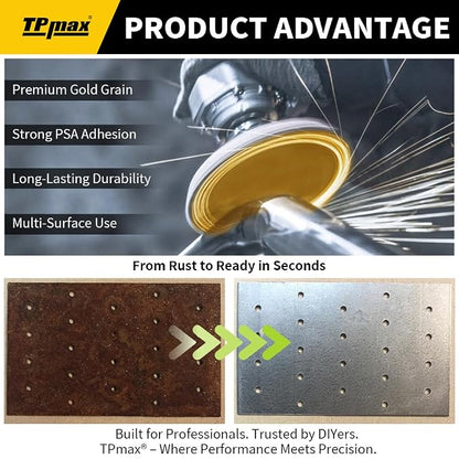 6-Inch 400-Grit Gold PSA Sanding Discs, 50 Pack – Pro-Grade Self-Adhesive - Image 5
