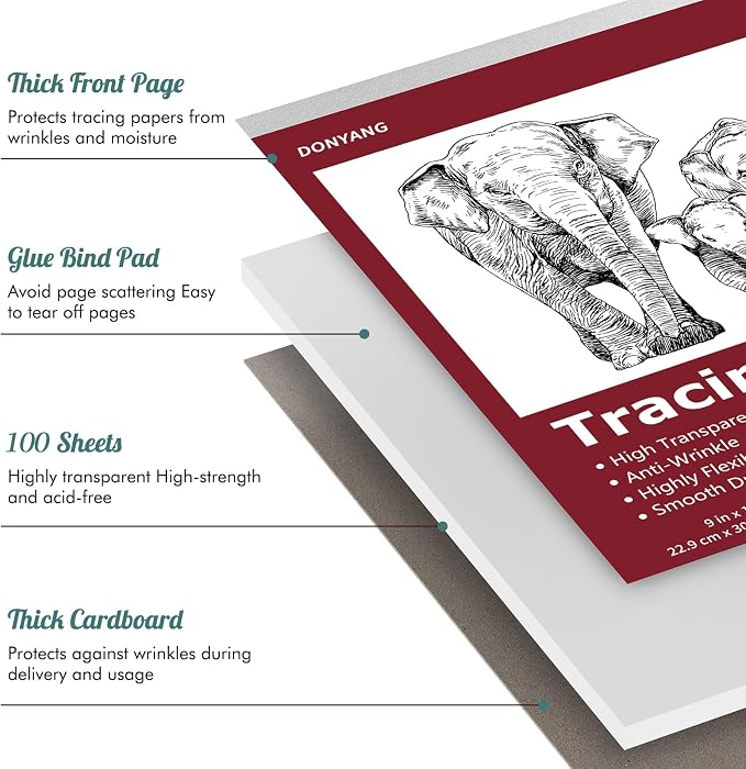Tracing Paper 9x12 inch, 100 Sheets Transparent Vellum Paper - Image 3