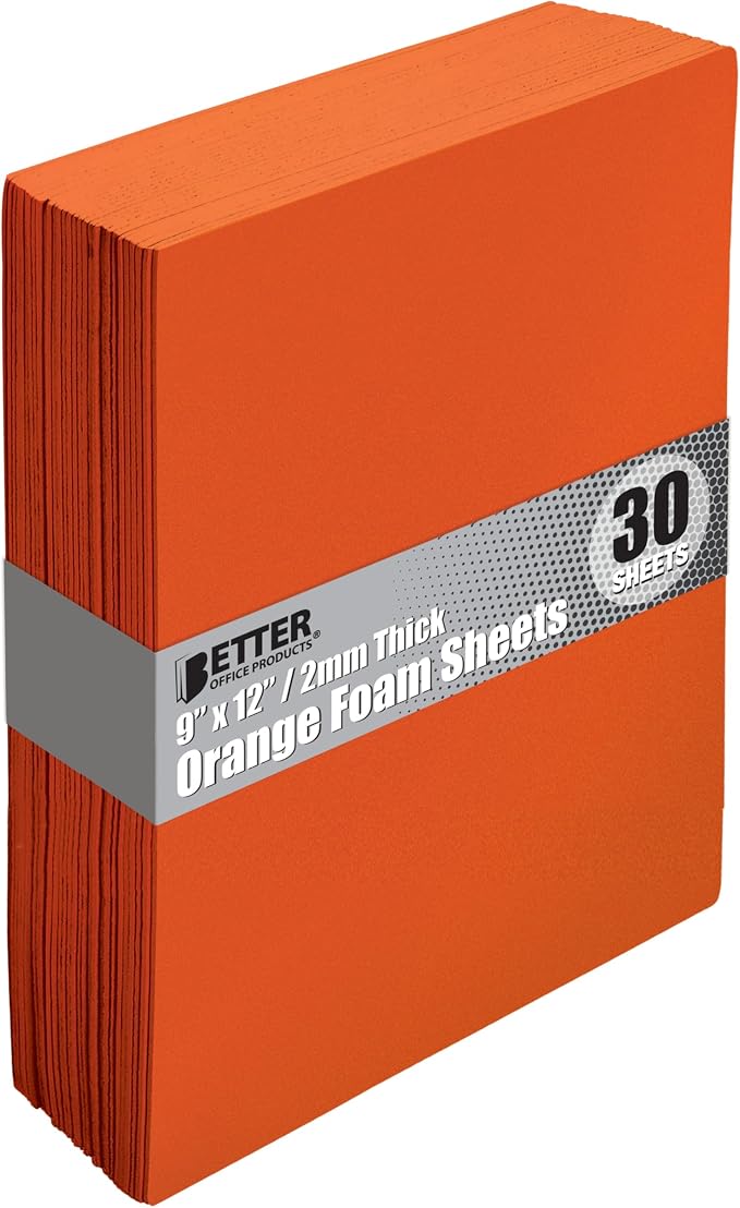 Better Office Products Orange EVA Foam Sheets, 30 Pack, 2mm Thick, 9 x 12 Inch by BetterOfficeProducts