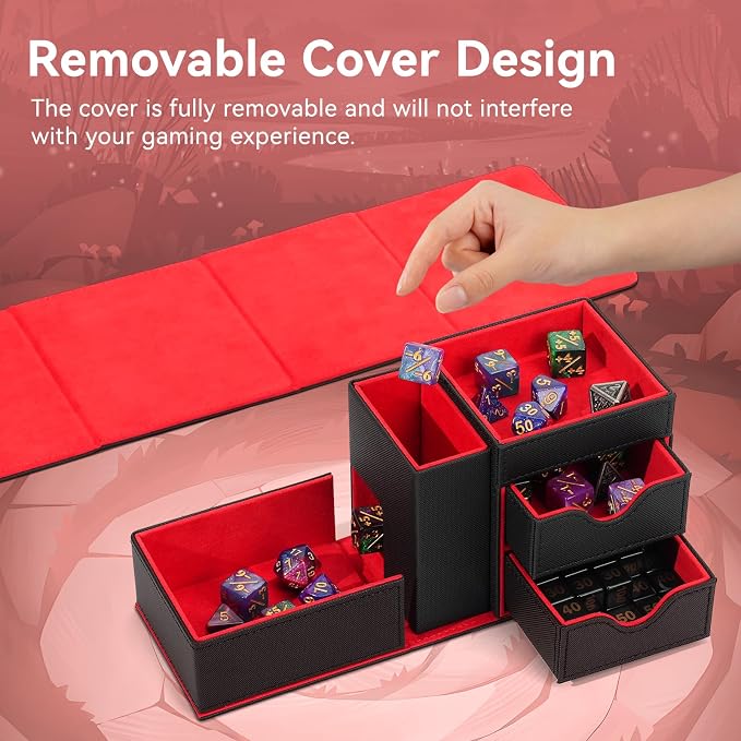 Dice Tray & Dice Tower Storage Box, 3 in 1 Dice Holder Case, Leather Magnetic - Image 4