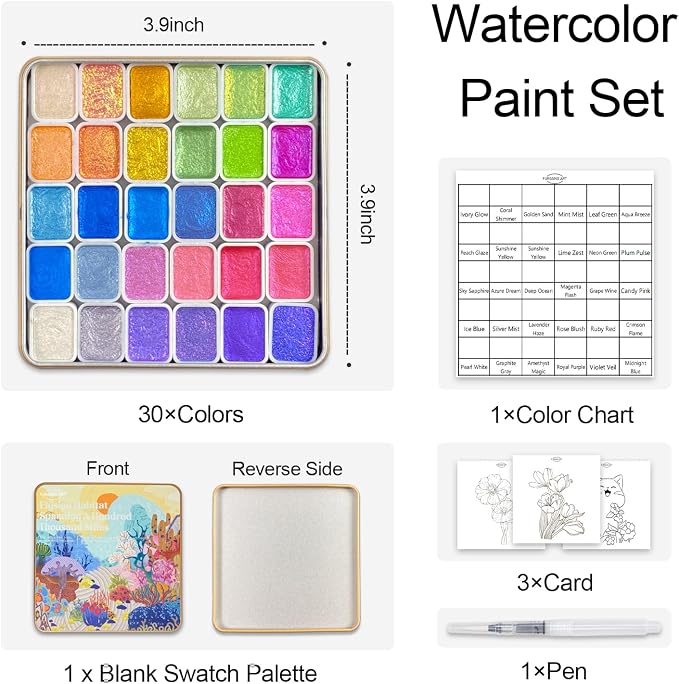 Mini Shifting Watercolor Paint Set, 30 Color Glitter Watercolor Painting Kit - Image 3