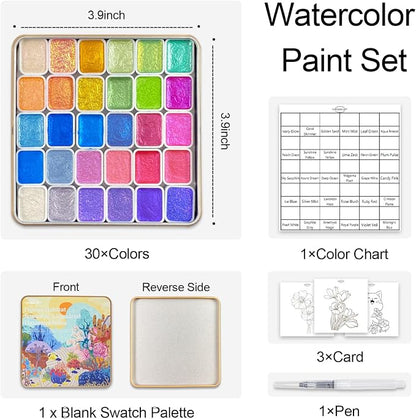 Mini Shifting Watercolor Paint Set, 30 Color Glitter Watercolor Painting Kit - Image 3