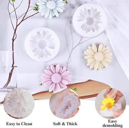 4 Pcs Daisy Flower Candle Molds, Silicone Molds - Image 4