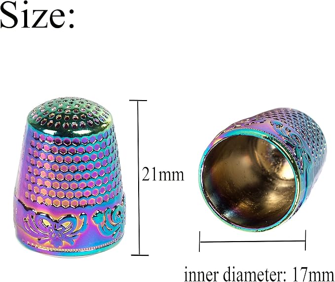 J.CARP 4Pcs Sewing Thimble, Dazzle Color Sewing Thimble Finger Protector - Image 4