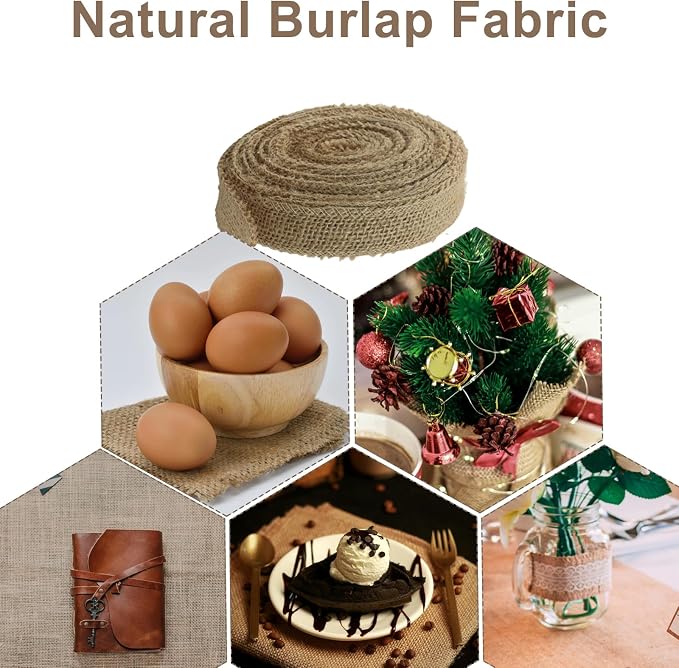 1" Wide Natural Burlap Fabric Roll - Image 7
