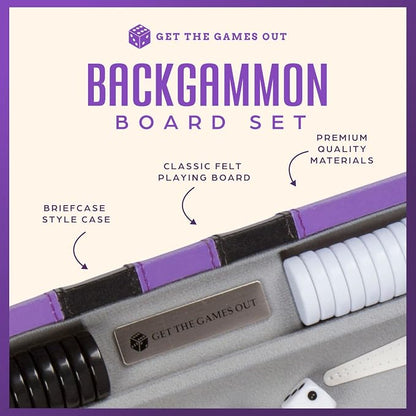 Get The Games Out Backgammon Set, Classic Board Game Case, 2 Players, Includes - Image 2