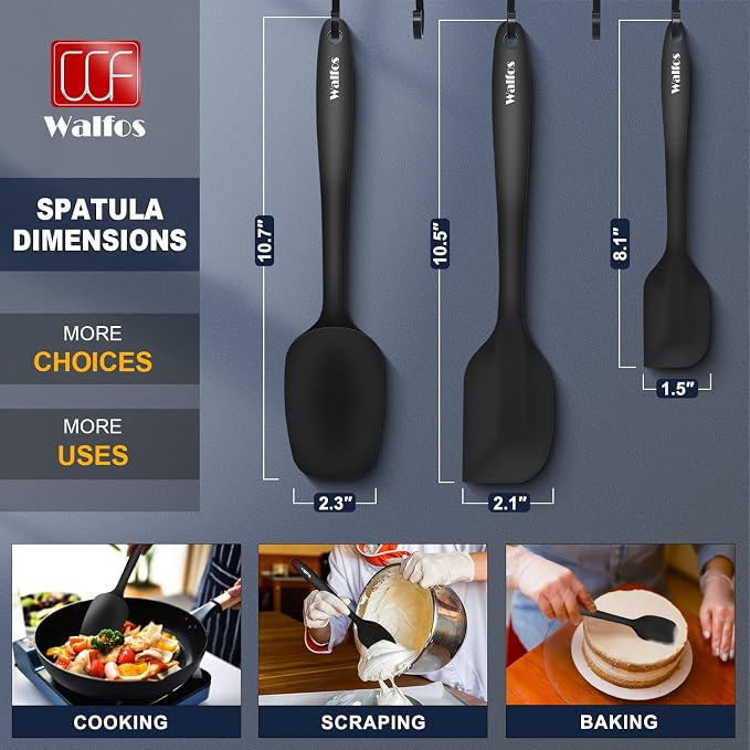 Walfos Mini Silicone Spatula Set of 3（600°F), Heat Resistant small Kitchen - Image 5