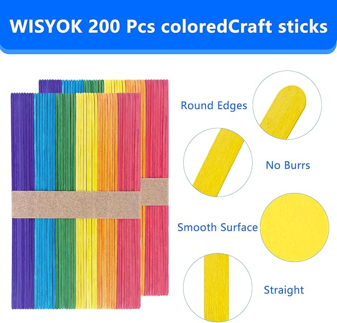 Colored Jumbo Wooden Craft Sticks, 6 Inch, 500 Pieces, 3/4 Inch Wide - Image 3