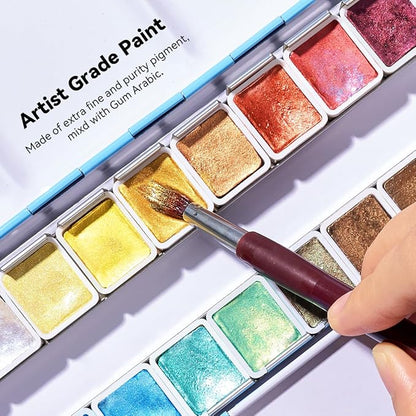 Paul Rubens Professional Metallic Watercolor Paints Set, Pearl Paint, Portable - Image 2