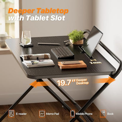Huuger Folding Desk with 3-Level Adjustable Height and Tablet Slot, 32 Inch - Image 8