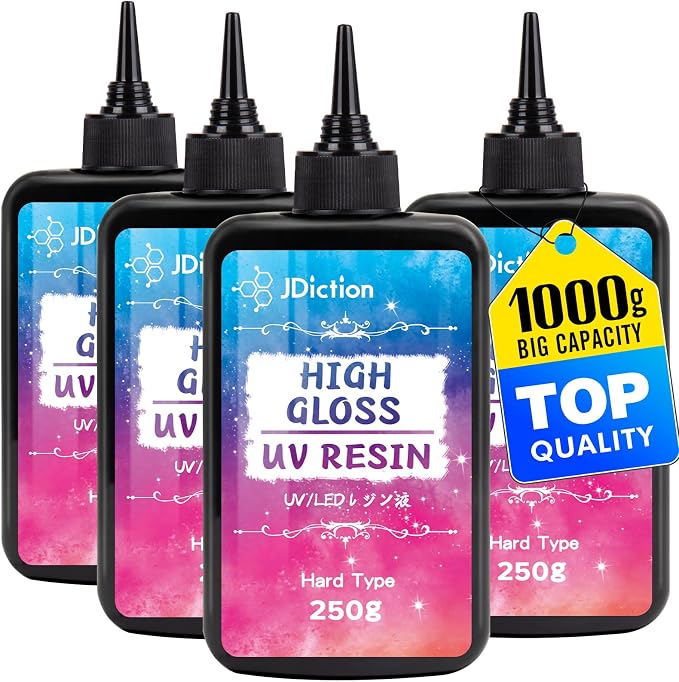 JDiction UV Resin, 1000g High Gloss Clear Solar Cure Sunlight Activated Glue by JDiction