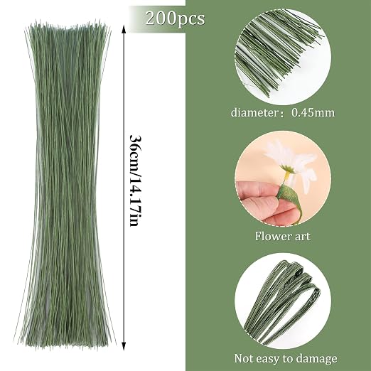 200 Pcs Floral Wire 26 Gauge Crafts Florist Green Floral Wire - Image 2