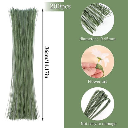 200 Pcs Floral Wire 26 Gauge Crafts Florist Green Floral Wire - Image 2