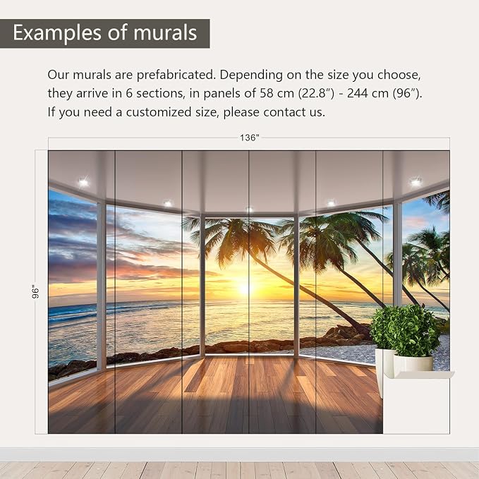 AFZEVEB-3D Landscape Wallpaper seafront verandahs Wall murals - Image 3