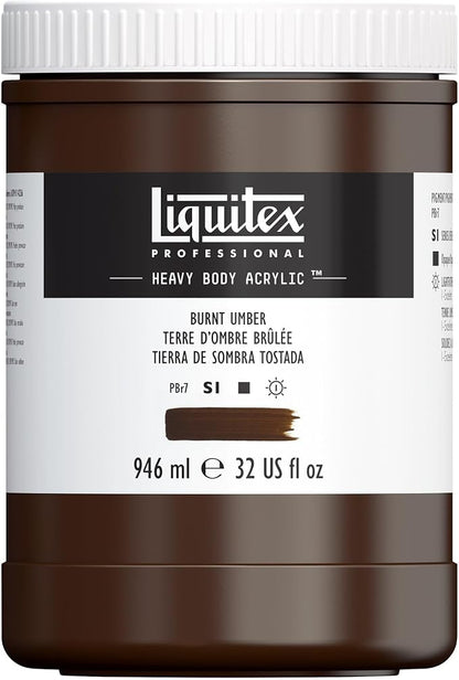 Liquitex Professional Heavy Body Acrylic Paint, 32-oz Pot, Burnt Umber by Liquitex