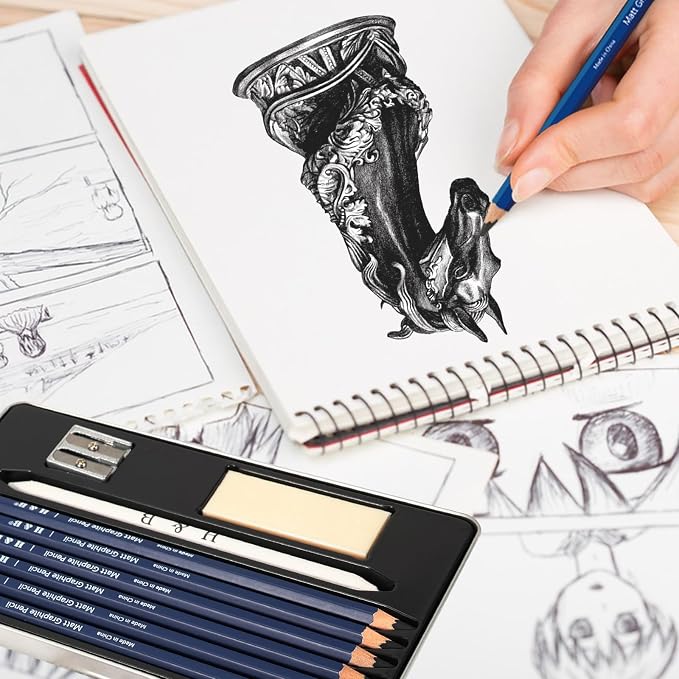 H & B Profession Sketch Pencils 9-Piece, Matte Sketch pencils, Sketch Pencil Set - Image 5