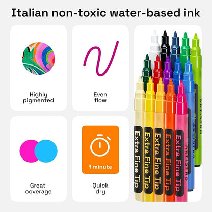 ARTISTRO 15 Acrylic Paint Pens, Art Set Acrylic Paint Markers, Fabric Markers - Image 6