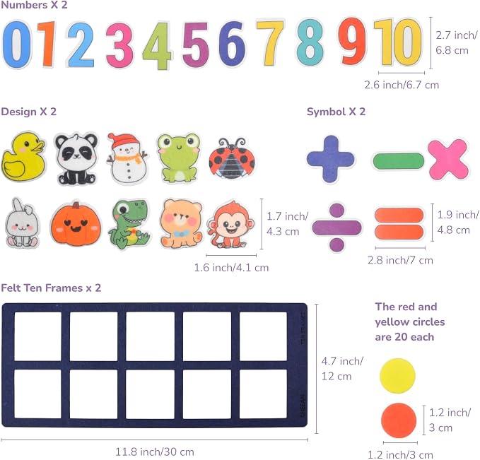 CHEFAN Felt Ten-Frame Set Math Manipulative Counter - Image 3