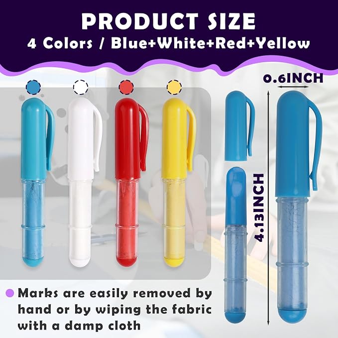 4PCS Sewing Chalk for Fabric, Wipeable and Washable Fabric Chalk for Sewing - Image 3