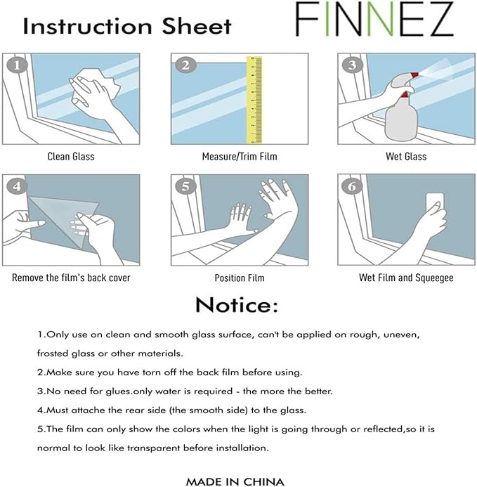 Finnez Window Privacy Film Window Film 3D No Glue Glass Sticker - Image 7