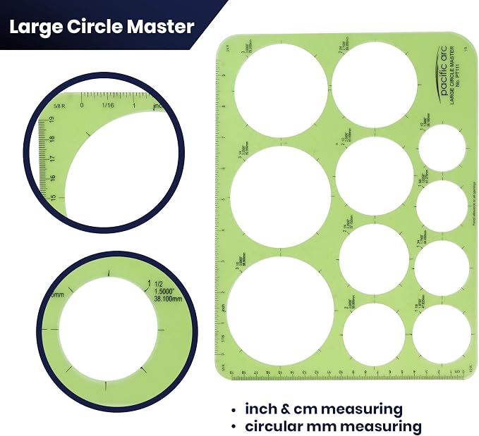 Pacific Arc Template: Large Circle Master, 11 Circles, 1.5" to 3.5" 8.5" x 11" - Image 3