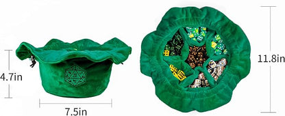Large Dice Bags D&D with Pockets Green Storage Bag D20 Logo - Image 9