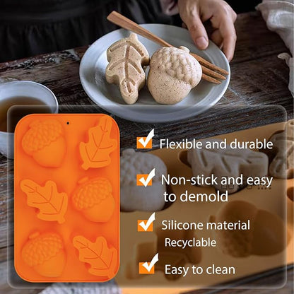 3 Pack Acorn Leaf Silicone Chocolate Molds, 3D Thanksgiving Fall Theme Candy - Image 3
