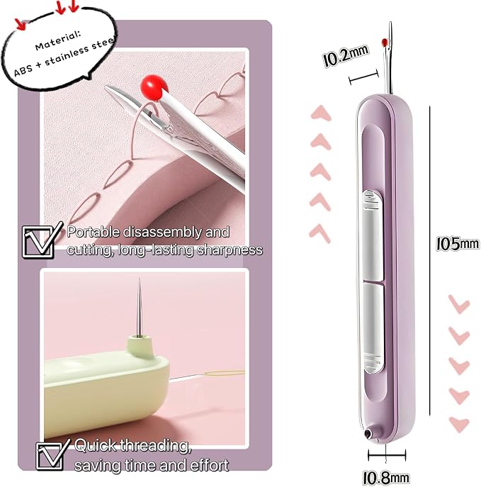Upgraded 2 in 1 Automatic Needle Threaders Seam Ripper, Quilting Supplies - Image 6