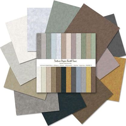 Scrapbook Paper 12x12 Solid Colors, 24 Sheets Earth Tones Crafting Papers by Unknown