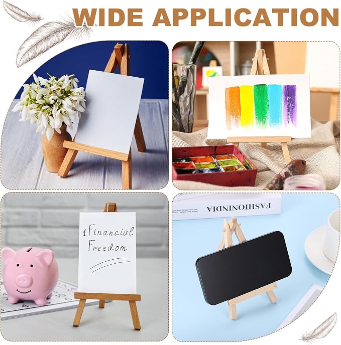 MECCANIXITY Mini Wood Display Easels, 5.9"x3.1"A-Frame Painting Tabletop Easels - Image 5