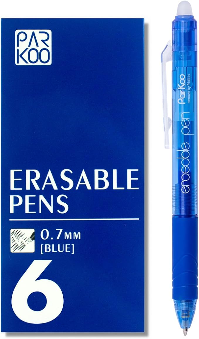 ParKoo Retractable Erasable Gel Pens Clicker, Fine Point 0.7mm, Make Mistake by Parkoo
