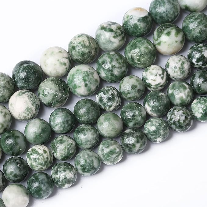 32pcs 12mm Natural Green Spot Stone Stone Beads by NaturalStoneBeads
