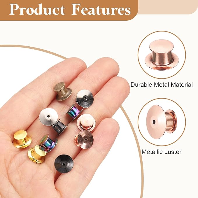 uxcell 30Pcs Metal Locking Pin Backs, Pin Keepers Locking Clasp Flat Head Clamp - Image 3