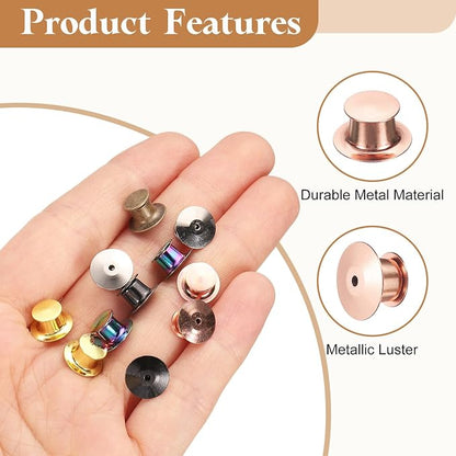 uxcell 30Pcs Metal Locking Pin Backs, Pin Keepers Locking Clasp Flat Head Clamp - Image 3