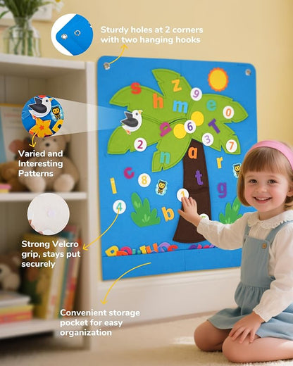 CHEFAN Felt Letter and Number Tree, Coconut Tree Alphabet Game, Felt Story - Image 3