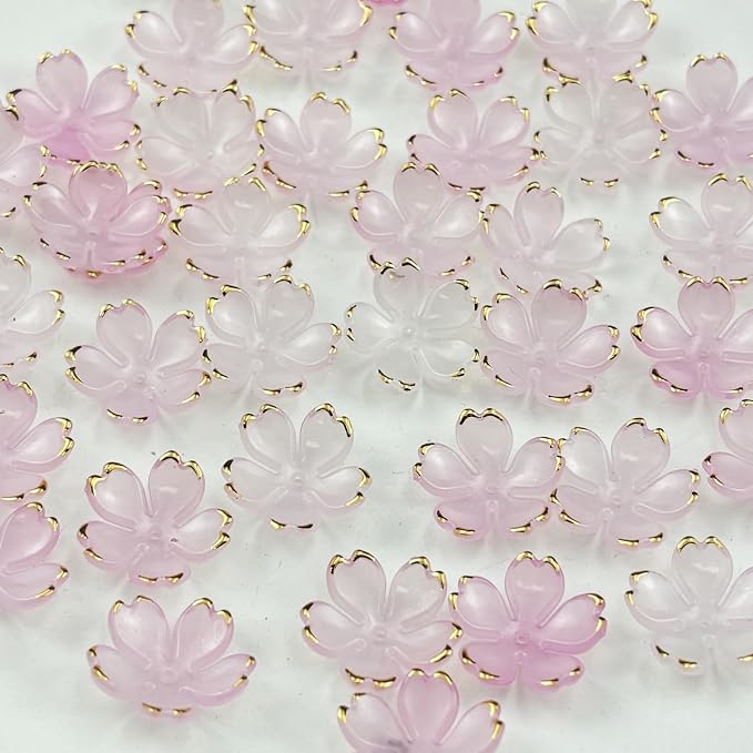 100pcs Acrylic Flower Beads, 19mm Cherry Blossom Plastic Gradient Flower Spacer by Unknown