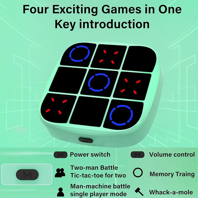 Tic-Tac-Toe Bolt Game, 4-in-1 Handheld Puzzle Games Console, Electronic - Image 2