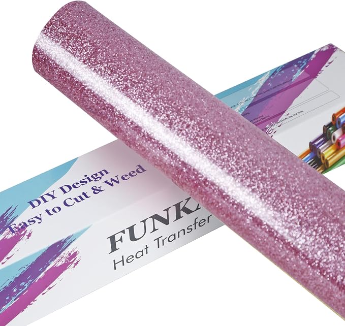 FUNKAKA Glitter Pink HTV Heat Transfer Vinyl Rolls by FUNKAKA