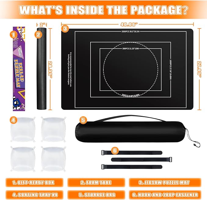 Nattork Jigsaw Puzzle Mat Roll Up，Portable Saver Pad Up to 2000 Pieces，with - Image 2