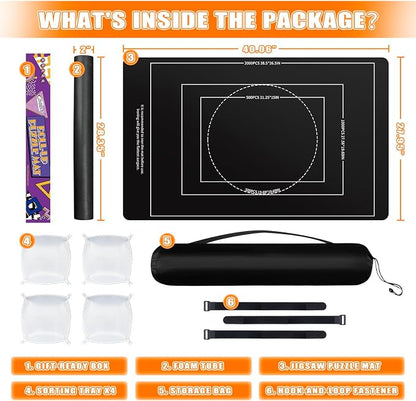 Nattork Jigsaw Puzzle Mat Roll Up，Portable Saver Pad Up to 2000 Pieces，with - Image 2