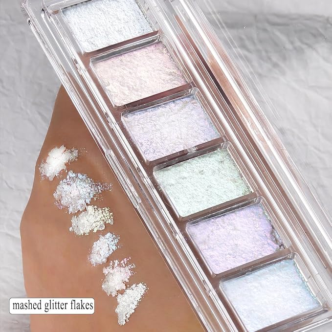 Iridescent Nail Glitter Set, 6 Colors Mud Texture Aurora Chrome Powder - Image 2