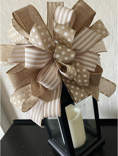 Burlap Ribbon Wired, Farmhouse Rustic White Stripe Ribbon - Image 4