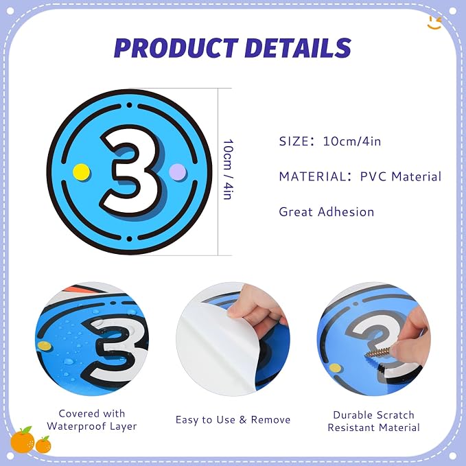 40PCS Line Up Spots for Classroom Floor, 4” Floor Numbers Stickers for Back to - Image 2