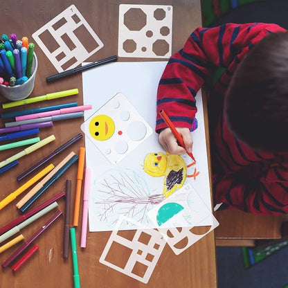 Outus 16 Pieces Kids Drawing Stencils Basic Shape Plastic Drawing Stencil - Image 3